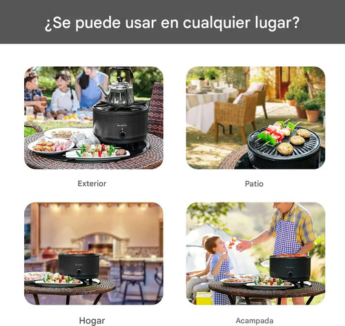 Parrilla Portátil De Carbón Para Interiores Y Exteriores, Barbacoa Compacta Sin Humo, Diseño Moderno, Black Mount, Ideal Para Casa, Balcón, Camping Y Reuniones Negro