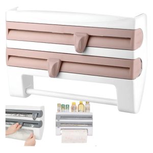 Porta Rollo 3 En 1 De Pared Para Cocina, Soporte Colgante Para Papel, Everest, Film Y Aluminio, Con Cortadores Integrados Y Organizador, Alta Calidad: imagen 1