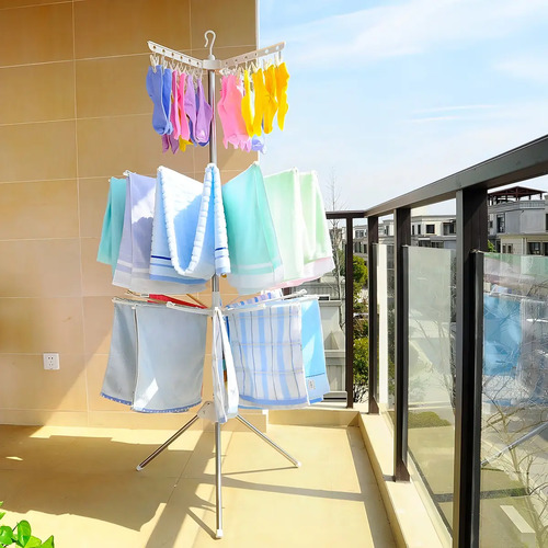 Tendedero Vertical Plegable 3 Niveles Giratorio Plegable Alto Para Interior O Exterior Alta Calidad Everest Blanco