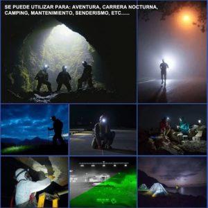 Linterna Frontal Luz Led Camping De Cabeza Para Minero Ultraligera Y Cómoda Alta Calidad Unilamp Blanco Negro: imagen 7