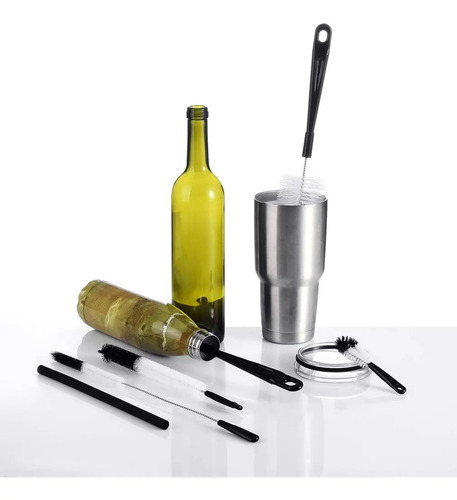Cepillo De Limpieza Nylon Para Botellas O Vasos Set X 5 Pcs