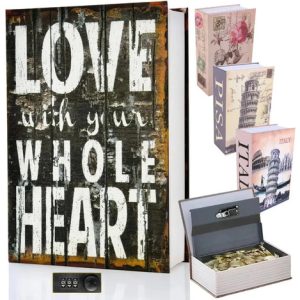 Caja Fuerte De Seguridad Tipo Libro Grande Con Llave, Diseños Surtidos, Ideal Para Dinero, Documentos Y Objetos De Valor: imagen 1