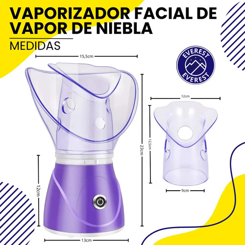Vaporizador Facial Térmico Profesional | Limpieza Profunda De Poros, Acné Y Puntos Negros | Everest Función Aromaterapia Y Descongestivo | Apagado Automático | Piel Joven Y Sana