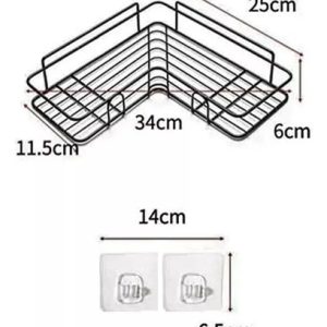 Esquinero Organizador Estante Baño Cocina Con Adhesivo De Alambre Alta Calidad Everest Negro: imagen 3