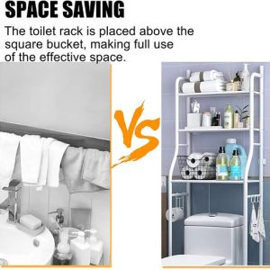 Estantes O Armario Mueble Organizador De Baño Inodoro Water Metal 3 Niveles De Estantes Impermeables Ahorrador De Espacio Alta Calidad Everest Blanco: imagen 6