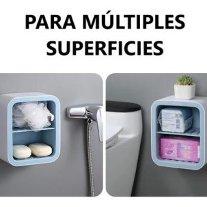 Jabonera Doble Piso Para Pared Con Drenaje Estante Para Baño: imagen 4