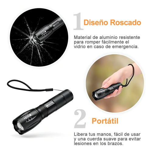 Linterna Recargable Led Unilamp Con Zoom 4000lm Usb 200m Camping