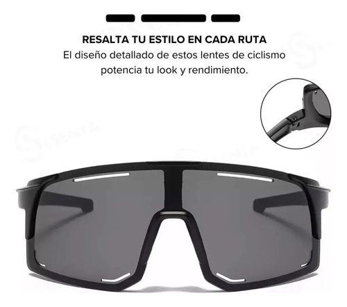 Lentes Para Ciclismo Unisex Polarizados Con Protección Uv, Everest | Antirreflejo, Alta Durabilidad, Visión Amplia Y Diseño Deportivo Profesional (C) Negro