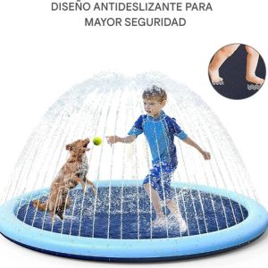 Bañera Piscina Azul Resistente Con Sistema De Riego Incorporado 1.5m Everest, Antideslizante, Alfombra De Agua Redonda Para Perros, Niños Y Mascotas. Pvc Grueso Y Ecológico Con Conexión Universal (C): imagen 4