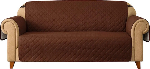 Protector Reversible 3 Cuerpos Marrón Acolchado Para Sofá Resistente A Agua Y Manchas Liso