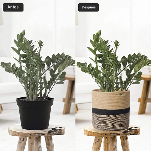 Canasta De Cuerda De Algodón Grande, Decorativo, Resistente(C)