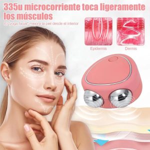 Masajeador Facial Microcorriente Ems + Vibración Sónica Everest, Rodillos Dobles Antiarrugas, Reafirmante Y Lifting Para Contorno Facial, Adiós Ojeras Y Líneas De Expresión, Portátil (C) Rosado: imagen 3