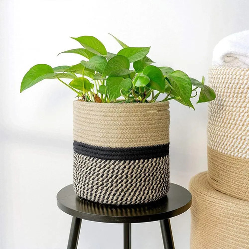Cesto, Organizador De Cuerda Pequeña Para Hogar Y Plantas (C)