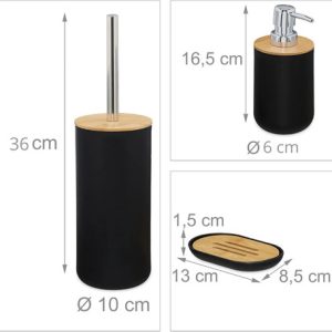 Set De Baño 6 Piezas Negro Con Bambú | Elegante Y Durable (C): imagen 4