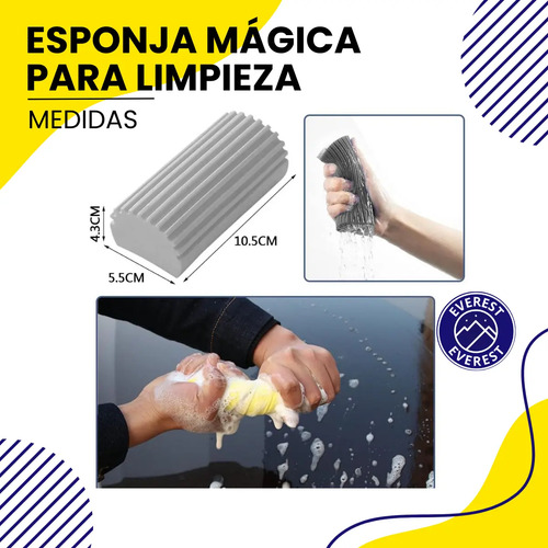 Esponja Mágica De Limpieza Reutilizable Multiusos Alta Densidad, Everest | Elimina Manchas, Polvo, Suciedad Y Cabello | Ideal Hogar, Auto Y Cocina (C)
