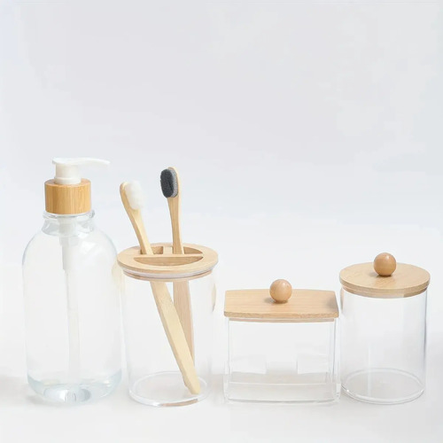 Set De Accesorios De Baño 4 Piezas, Everest | Diseño Moderno Y Funcional Para Mantener Tu Baño Ordenado Y Estético Transparente