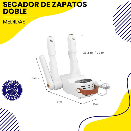 Secador De Zapatos Eléctrico Portátil Con Aire Caliente, Desodorizador Y Secado Rápido Para Botas, Tenis Y Calzado Deportivo, Diseño Plegable Silencioso Ideal Para Invierno Y Lluvia Everest Blanco