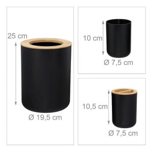 Set De Baño 6 Piezas Negro Con Bambú | Elegante Y Durable (C): imagen 3