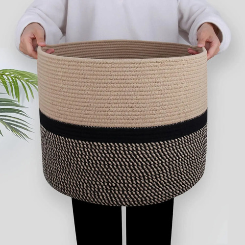 Canasta De Cuerda De Algodón Grande, Decorativo, Resistente(C)