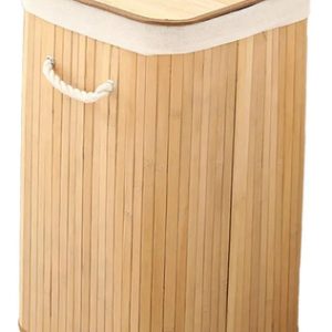 Cesto De Ropa Sucia Bambú Con Tapa Rectangular, Everest | Gran Capacidad, Diseño Natural Y Resistente Para Baño, Lavadero O Dormitorio Marrón Claro Lisa: imagen 3