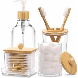 Set De Accesorios De Baño 4 Piezas, Everest | Diseño Moderno Y Funcional Para Mantener Tu Baño Ordenado Y Estético Transparente: imagen 3