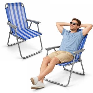 Silla De Playa Plegable Grande, Liviana Y Compacta, Everest, Ideal Para Playa, Jardín O Camping, Con Estructura Resistente Y Fácil De Transportar Azul: imagen 1