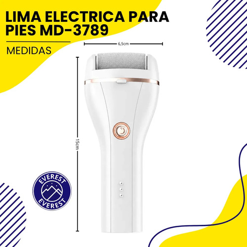 Lima Eléctrica Para Pies Md-3789 Recargable, Removedor De Callos Profesional Con Pantalla Digital, Velocidad Ajustable Y Diseño Portátil Para Pedicure Suave Y Cuidado De Talones Agrietados Everest