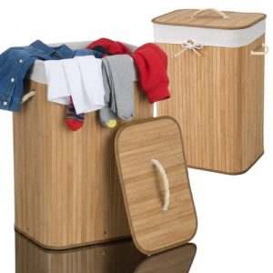 Cesto De Ropa Sucia Bambú Con Tapa Rectangular, Everest | Gran Capacidad, Diseño Natural Y Resistente Para Baño, Lavadero O Dormitorio Marrón Claro Lisa: imagen 1