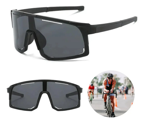 Lentes Para Ciclismo Unisex Polarizados Con Protección Uv, Everest | Antirreflejo, Alta Durabilidad, Visión Amplia Y Diseño Deportivo Profesional (C) Negro