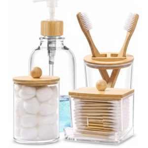 Set De Accesorios De Baño 4 Piezas, Everest | Diseño Moderno Y Funcional Para Mantener Tu Baño Ordenado Y Estético Transparente: imagen 1