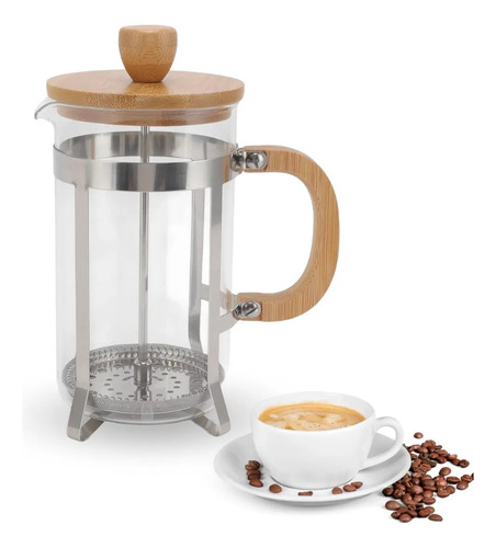 Cafetera Prensa Francesa Tapa Bambu Acero Inoxidable (C) Bambú