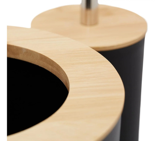 Set De Baño 6 Piezas Negro Con Bambú | Elegante Y Durable (C)