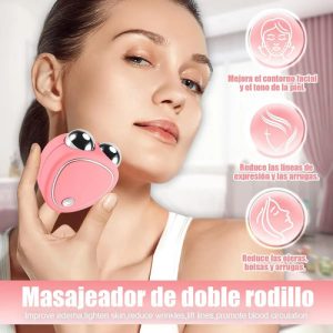Masajeador Facial Microcorriente Ems + Vibración Sónica Everest, Rodillos Dobles Antiarrugas, Reafirmante Y Lifting Para Contorno Facial, Adiós Ojeras Y Líneas De Expresión, Portátil (C) Rosado: imagen 4